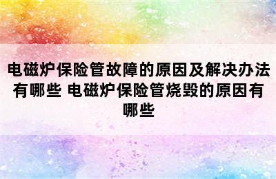 电磁炉保险管故障的原因及解决办法有哪些 电磁炉保险管烧毁的原因有哪些